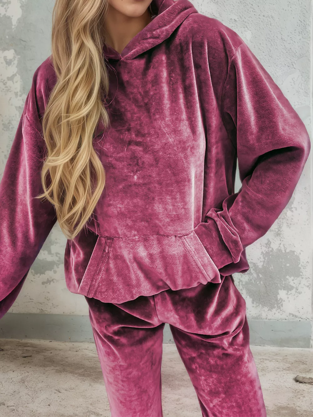 Velvet Long Sleeve Hoodie and Pants Set, image 26
