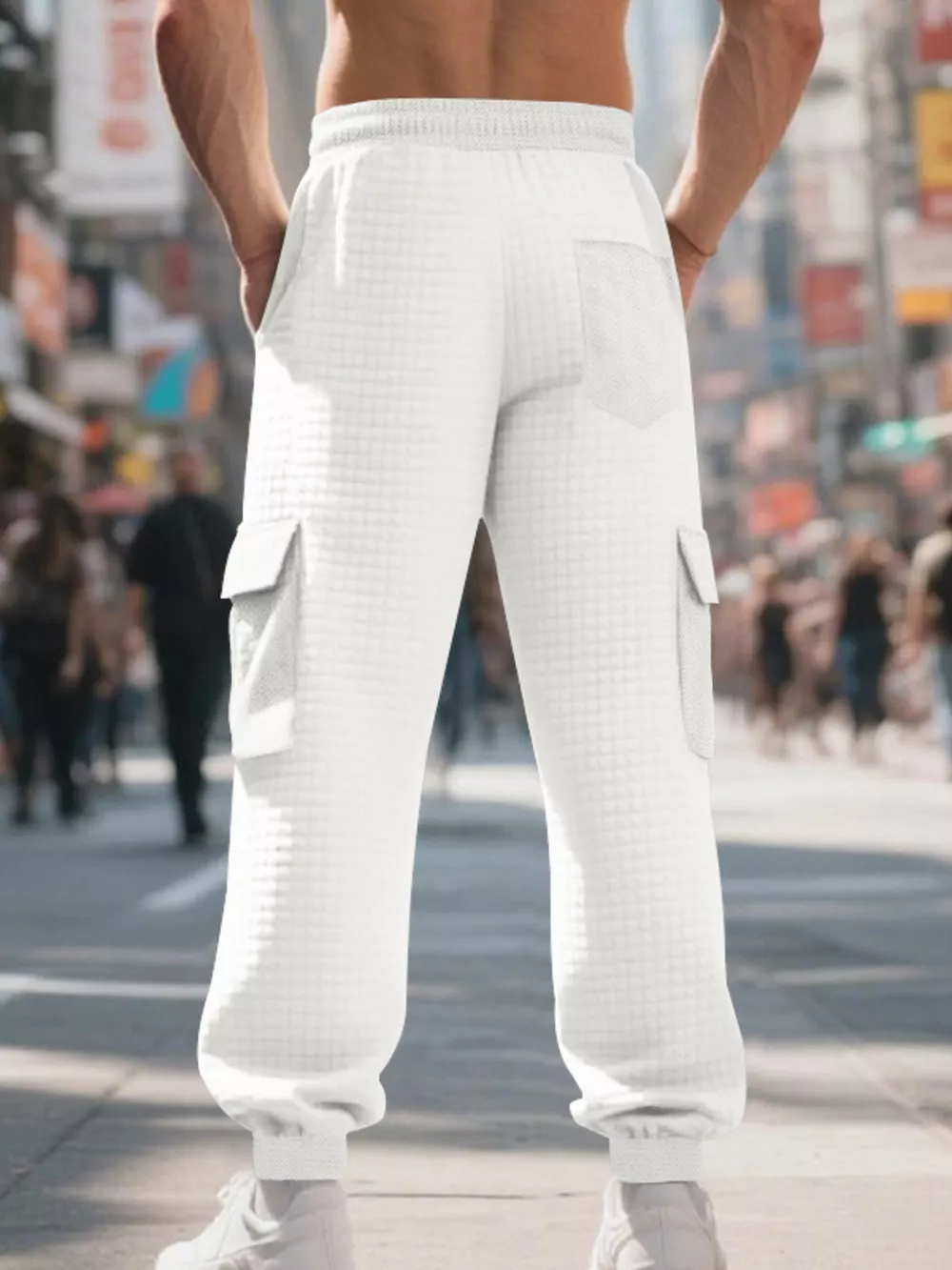 Men's Full Size Textured Cargo Joggers Plus Size, image 14