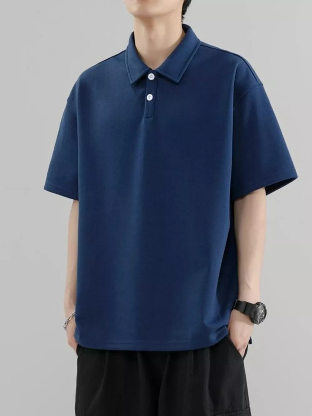 Men's Plus Size Button Detail Short Sleeve Polo, image 9