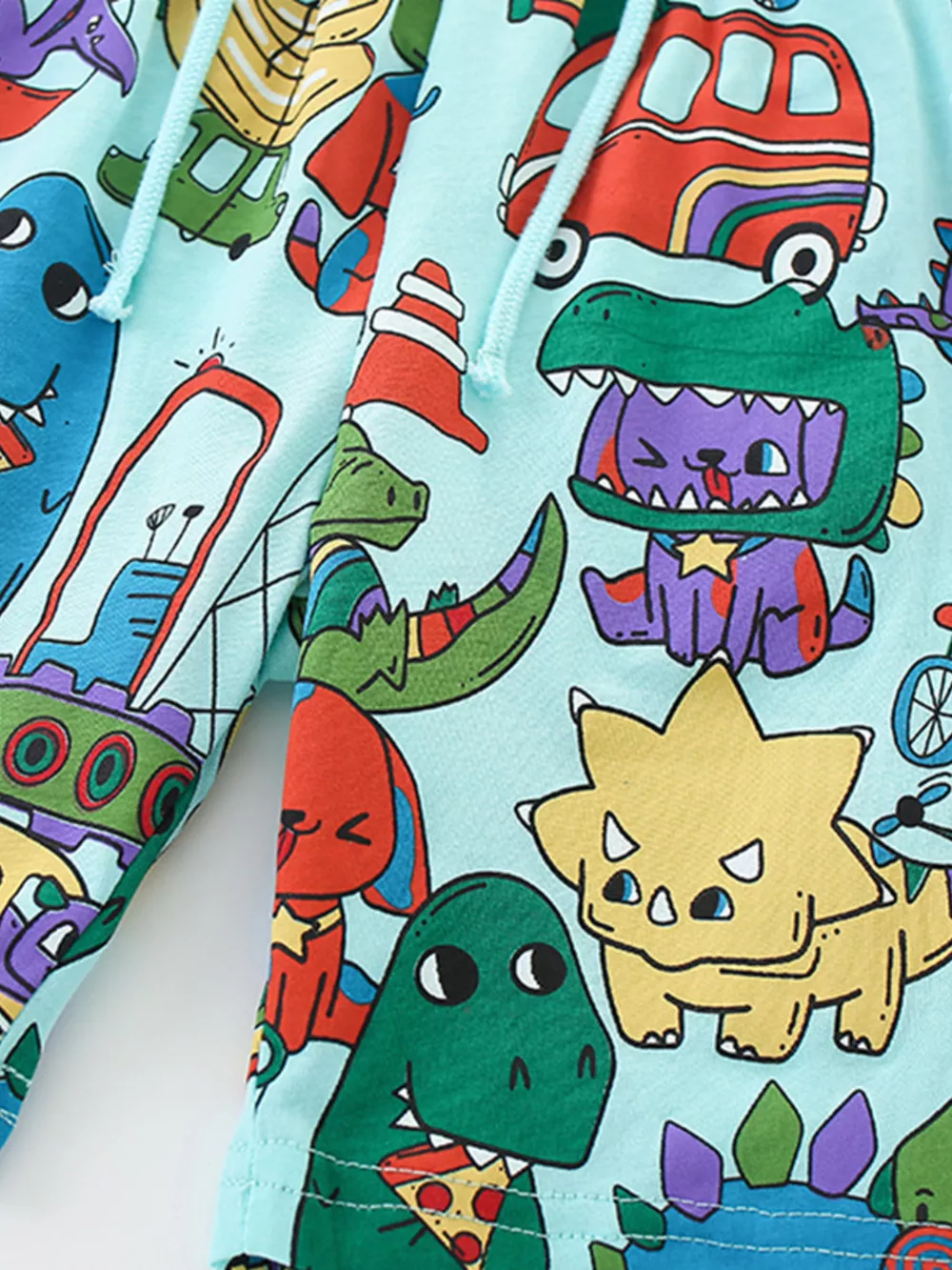 Children's Cartoon Dinosaur Round Neck Top and Shorts Set, image 6