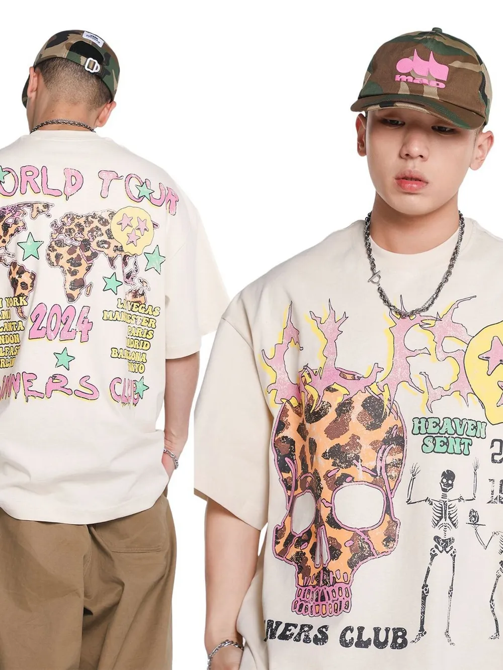 Men's Skull Graphic Short Sleeve Oversized T-Shirt, image 4