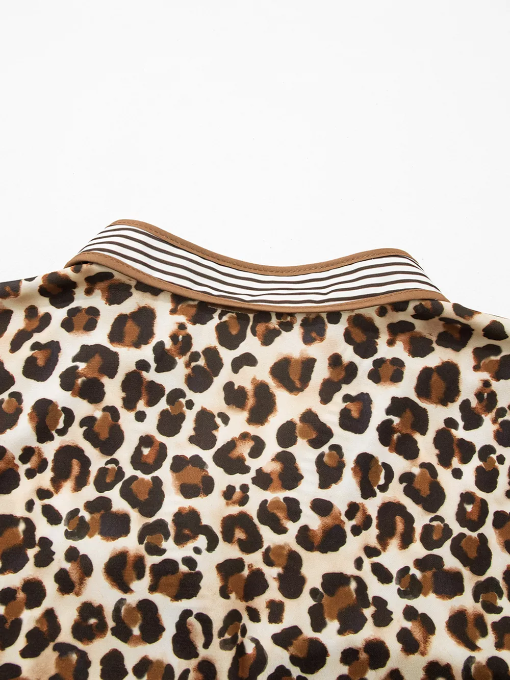 Leopard Print Striped Patchwork 3/4 Sleeve Loose Mini Dress, image 9