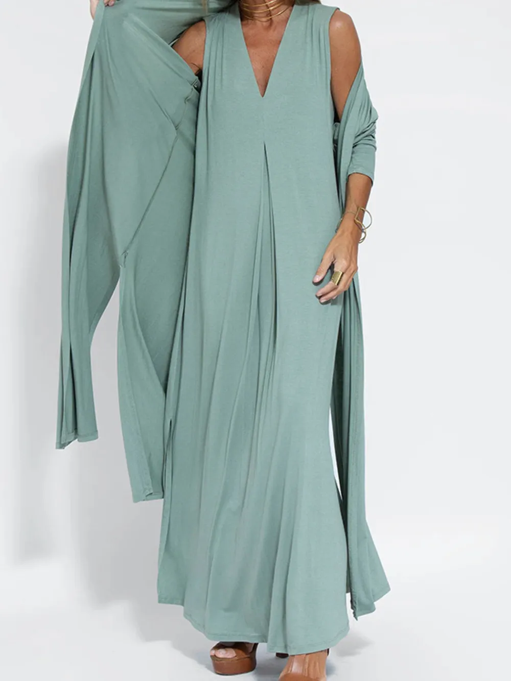 Full Size V-Neck Sleeveless Maxi Dress with Slit Plus Size, image 5