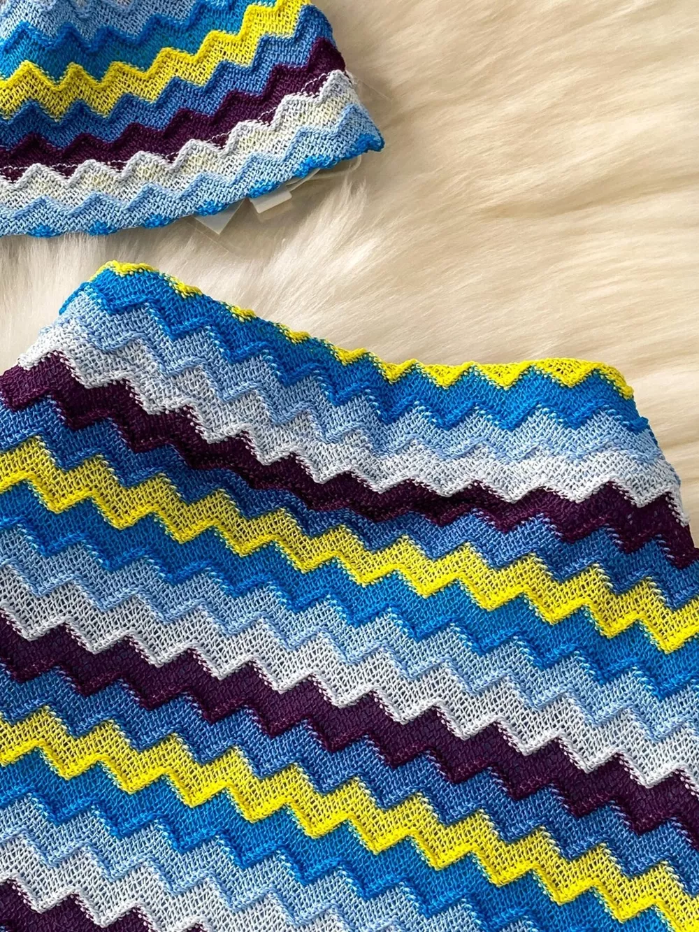 Striped Knitted Halter Top and Maxi Skirt Set, image 4