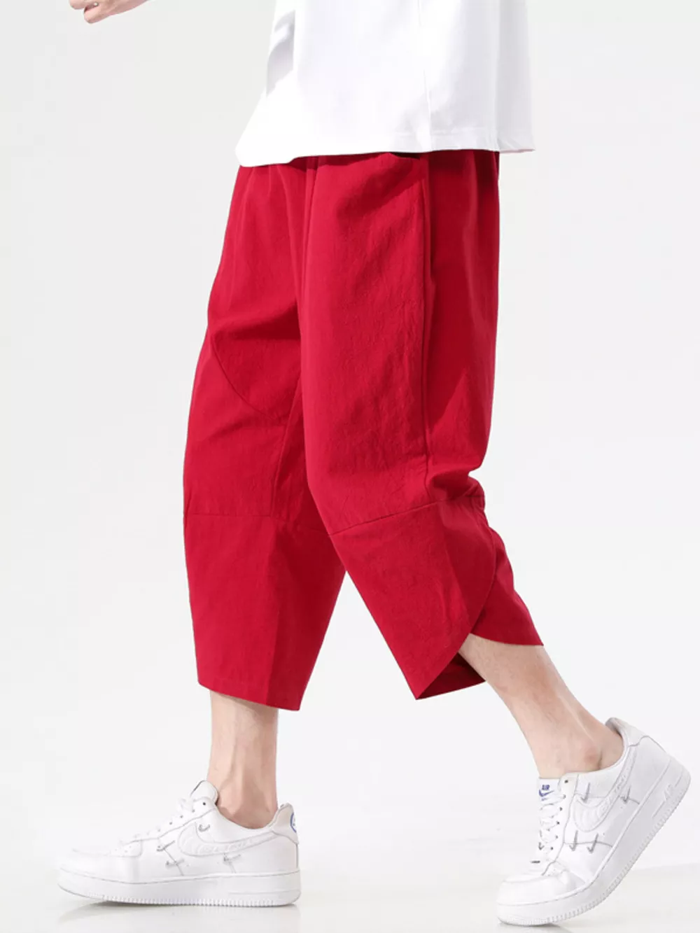 Men's Plus Size Casual Loose-Fit Cropped Harem Pants, image 5