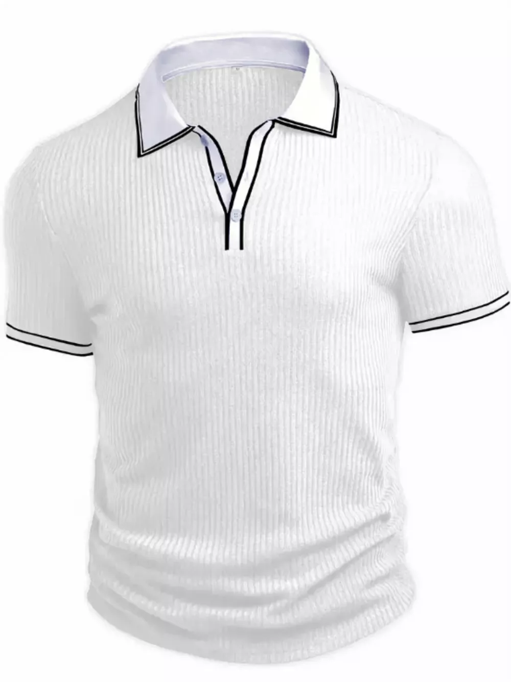 Men‘s Full Size Slim Fit Ribbed Knit Polo Plus Size, image 3