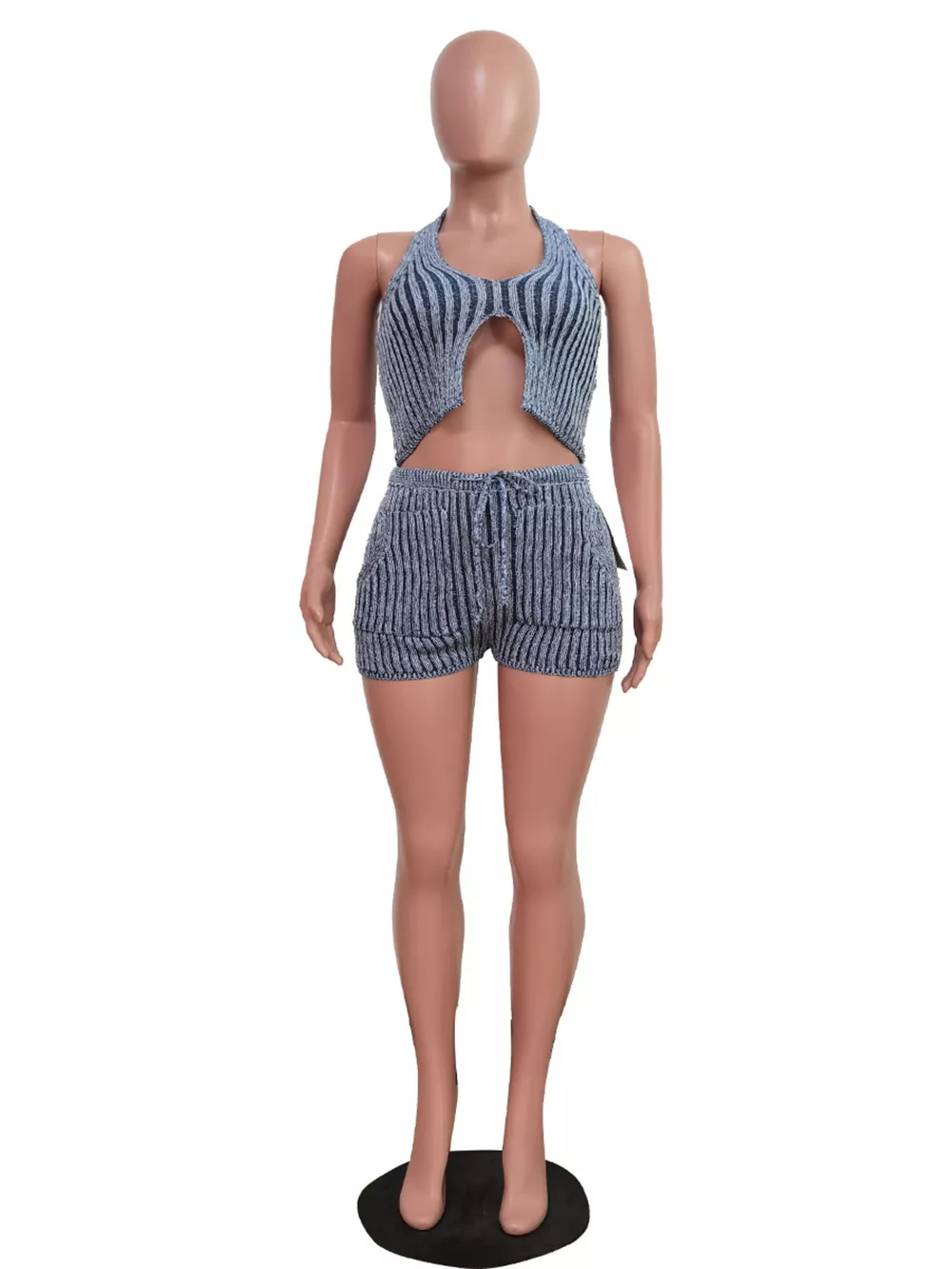 Halter Neck Top and Shorts Sweater Set, image 5