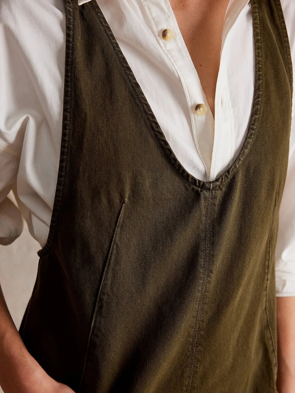 Oversized V-Neck Denim Tank Dress with Front Pockets, image 18