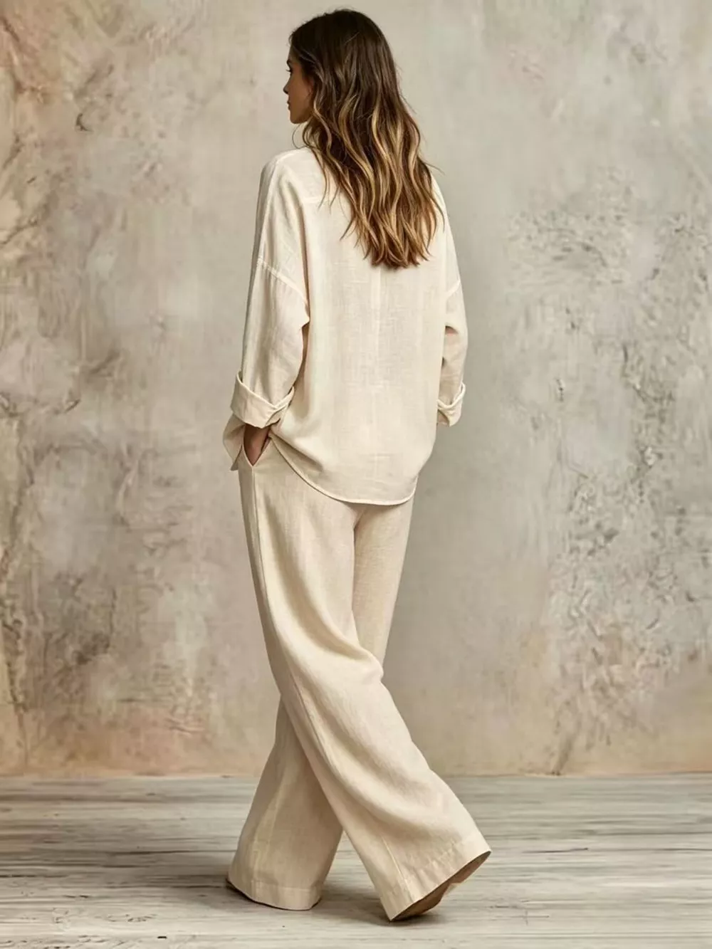 Full Size Button-Down Shirt and Wide-Leg Pants Set Plus Size, image 3