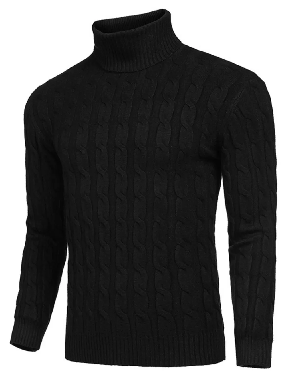 Men's Cable Knit Turtleneck Sweater, image 5