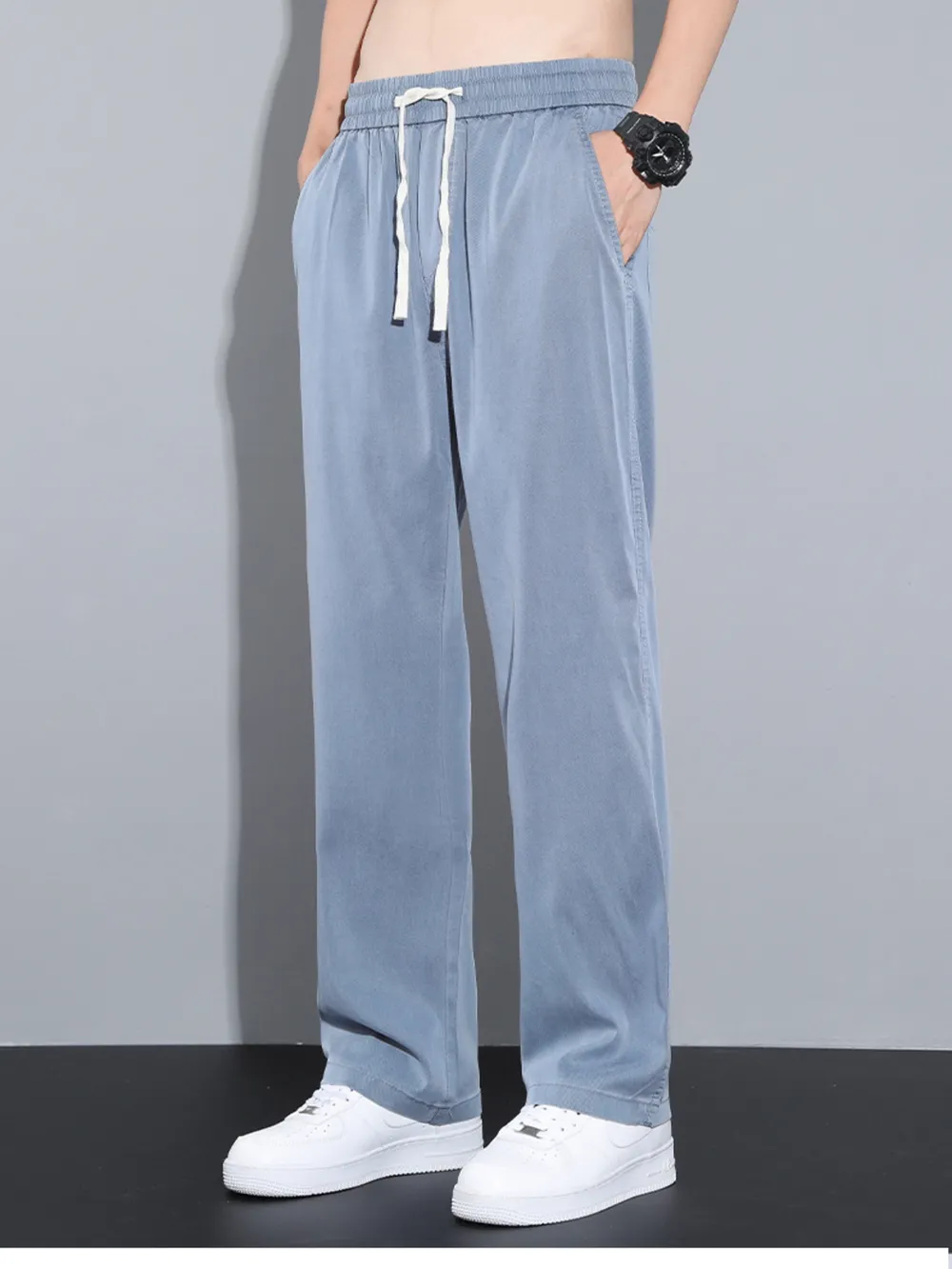 Men's Plus Size Casual Wide Leg Drawstring Pants, image 12