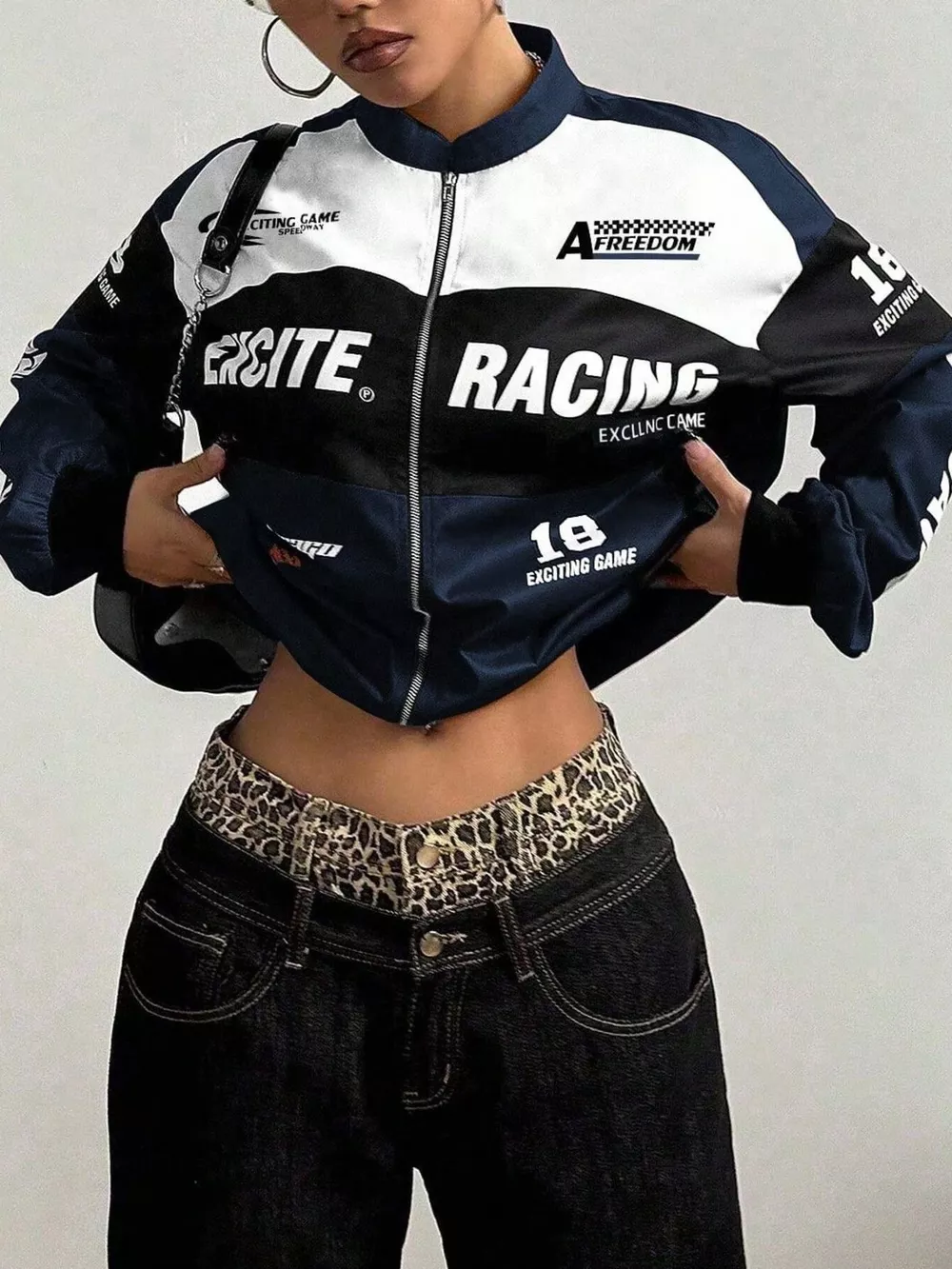 Letter Print Zip Up Jacket, image 12
