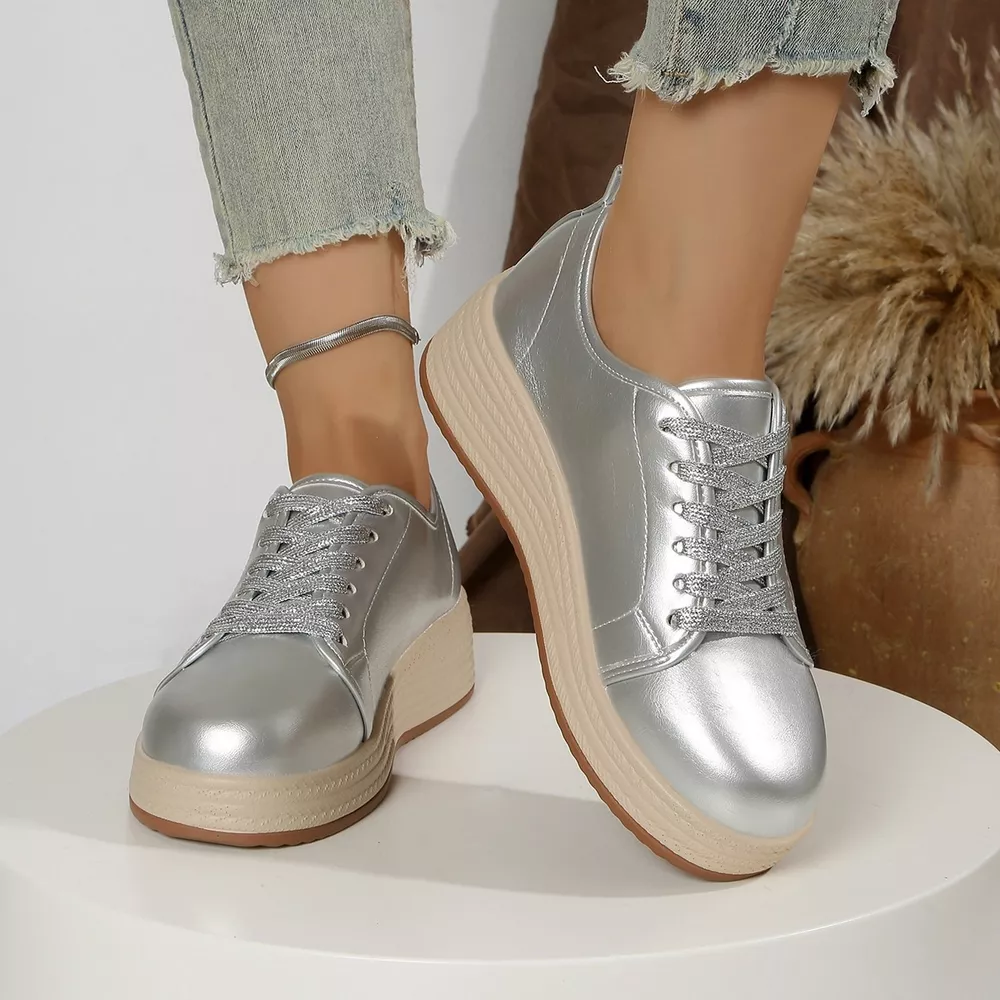 Metallic Platform Sneakers with Height-Increasing Sole, image 8