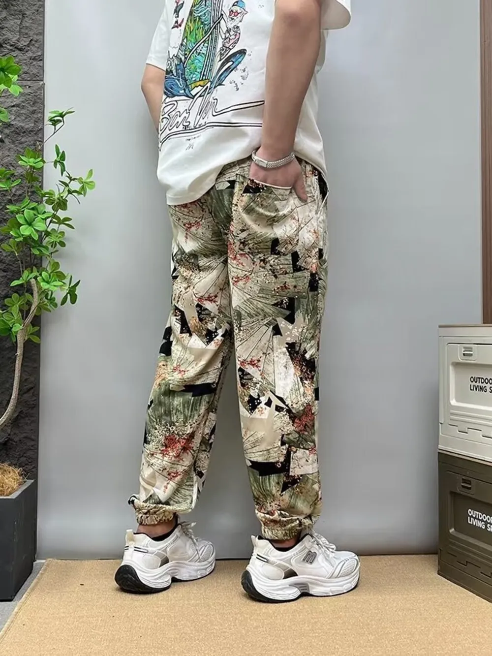 Men's Plus Size Drawstring Printed Joggers, image 3