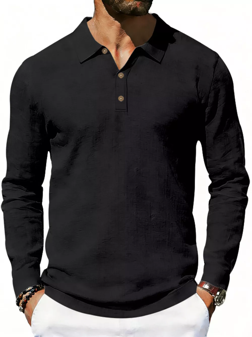 Men's Full Size Classic Long Sleeve Polo Plus Size, image 10