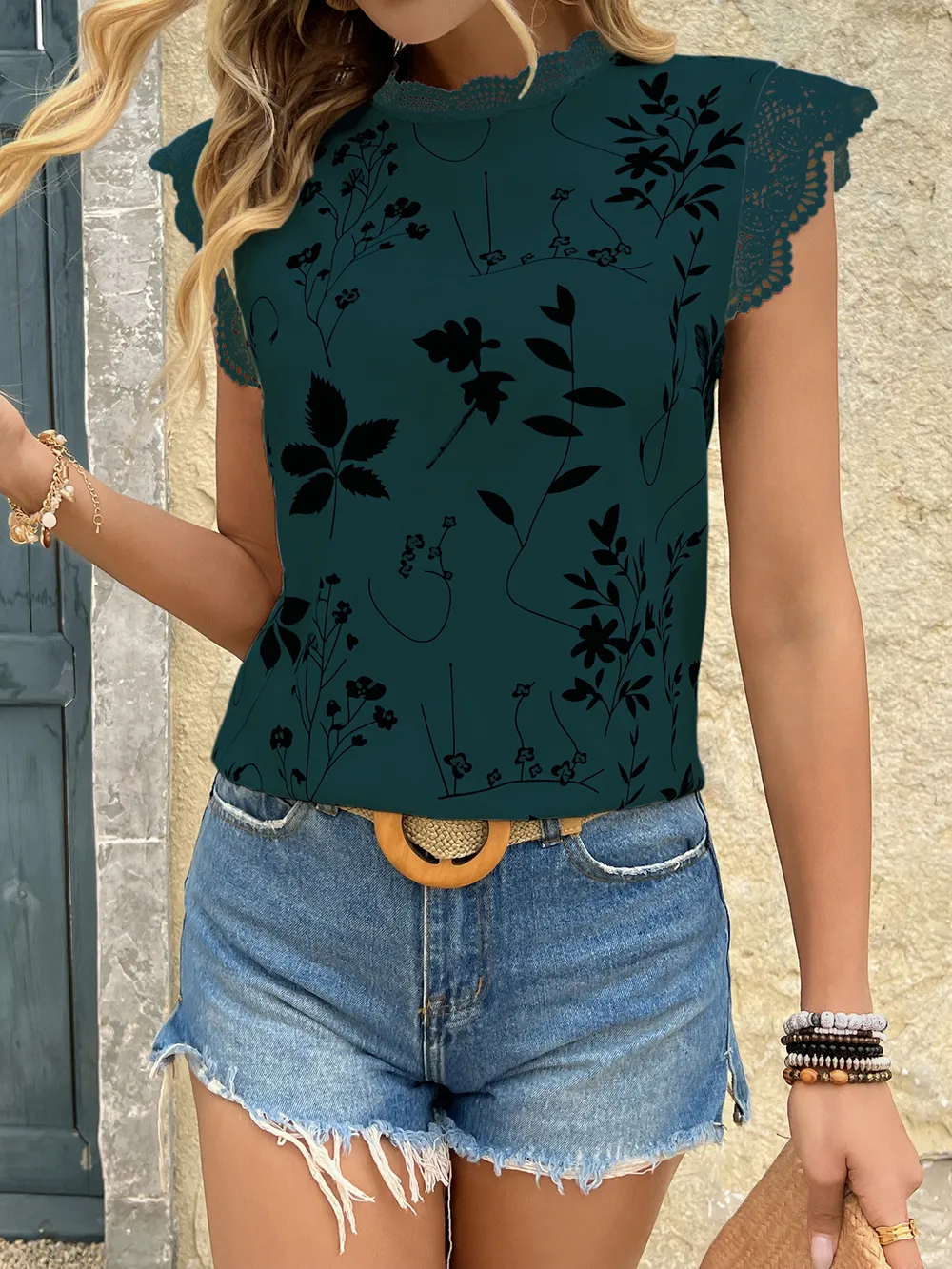 Lace Trim Sleeveless Blouse, image 29