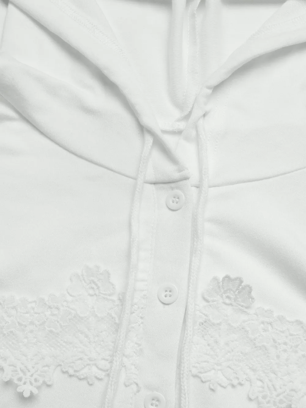 Lace Detail Long Sleeve Drawstring Hoodie, image 8
