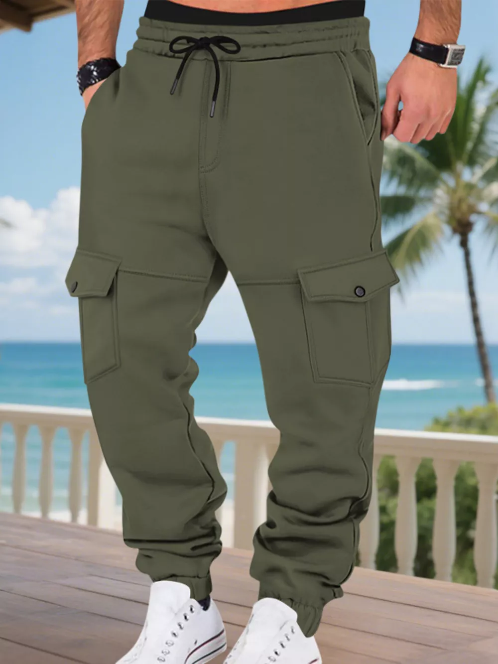 Men's Full Size Cargo Joggers with Multi-Pockets Plus Size, image 7