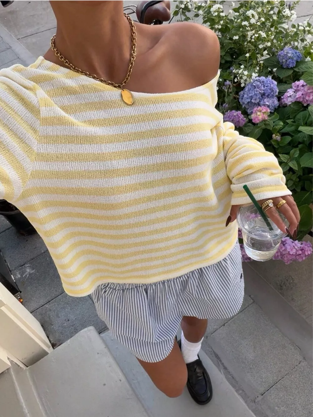 Boat Neck Striped Long Sleeve T-Shirt, image 5