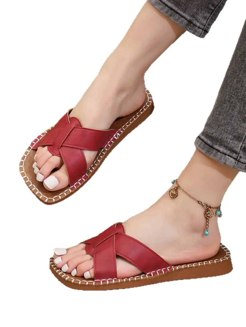 Open Toe Flats Sandals, image 6