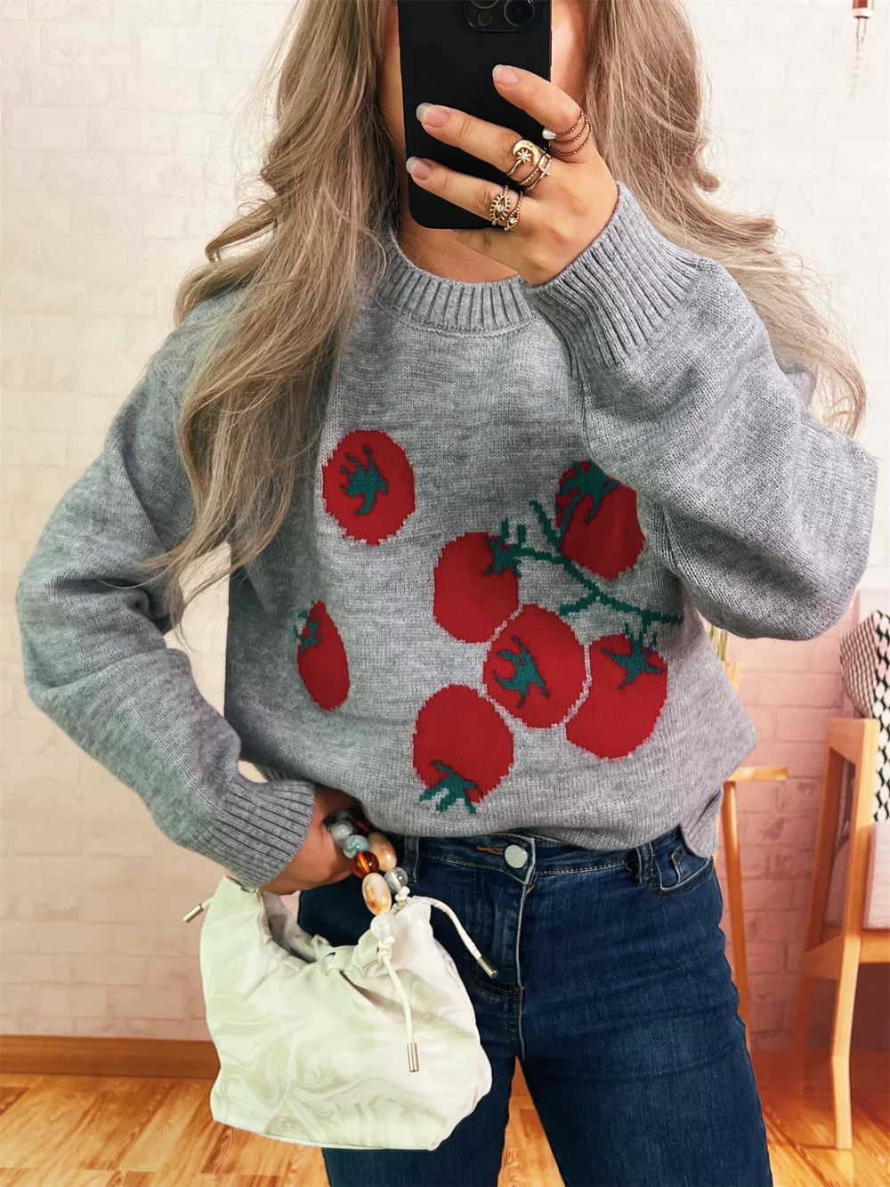 Persimmon Round Neck Long Sleeve Sweater, image 6