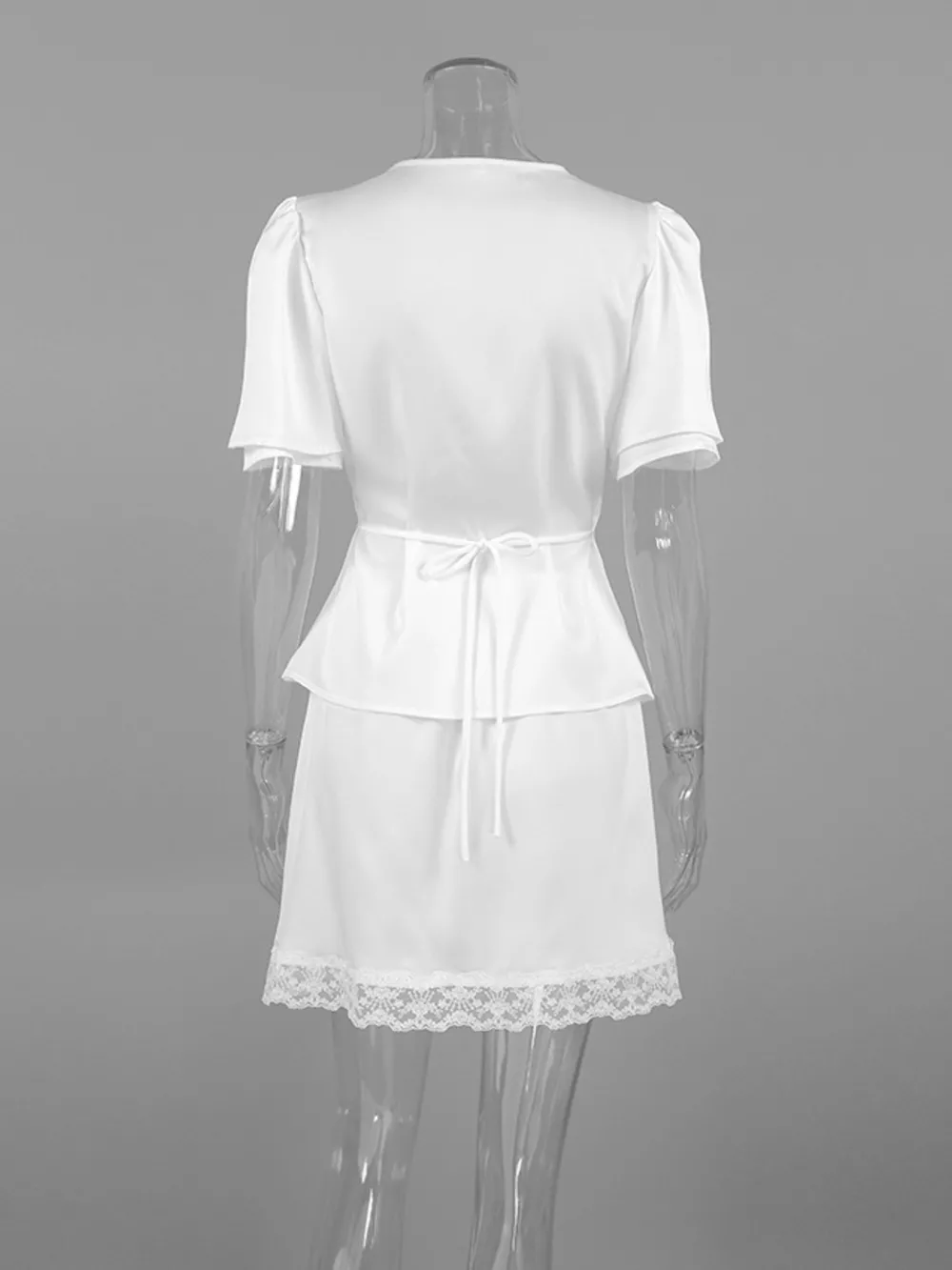 Lace Detail Short Sleeve Top and Skirt Set, image 7