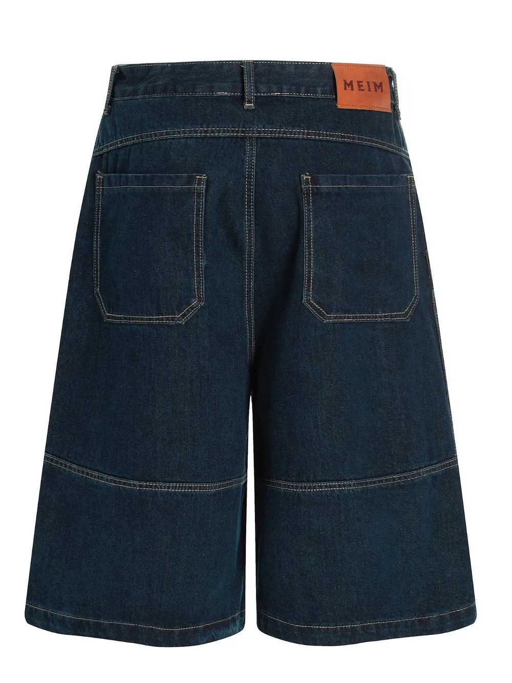 Men's Wide-Leg Denim Shorts with Contrast Stitching, image 6