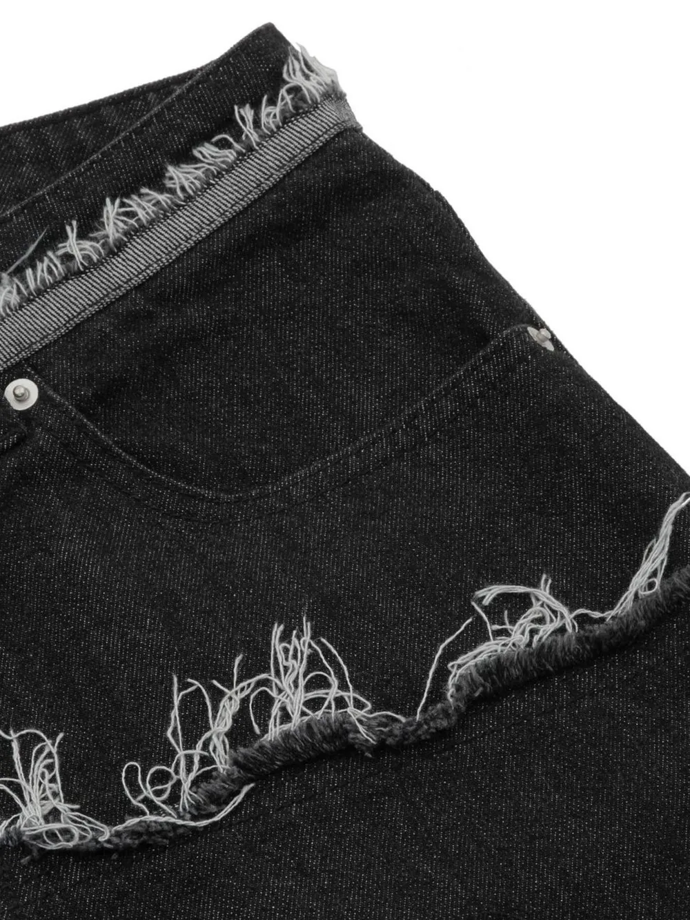 Men's Raw Hem Denim Bermuda Shorts with Contrast Cuffs, image 4
