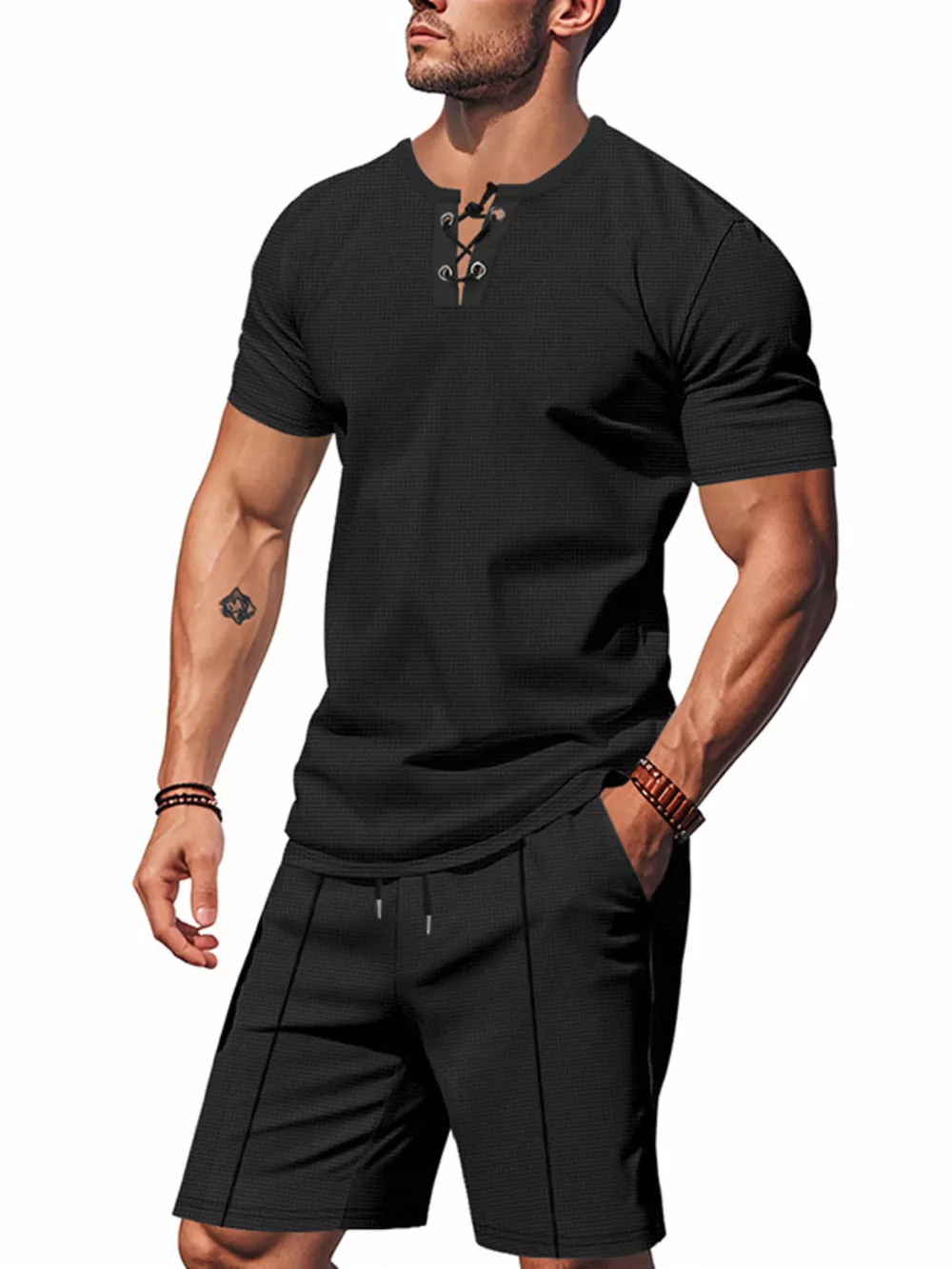 Men's Full Size Casual Short Sleeve Top & Shorts Set Plus Size, image 8