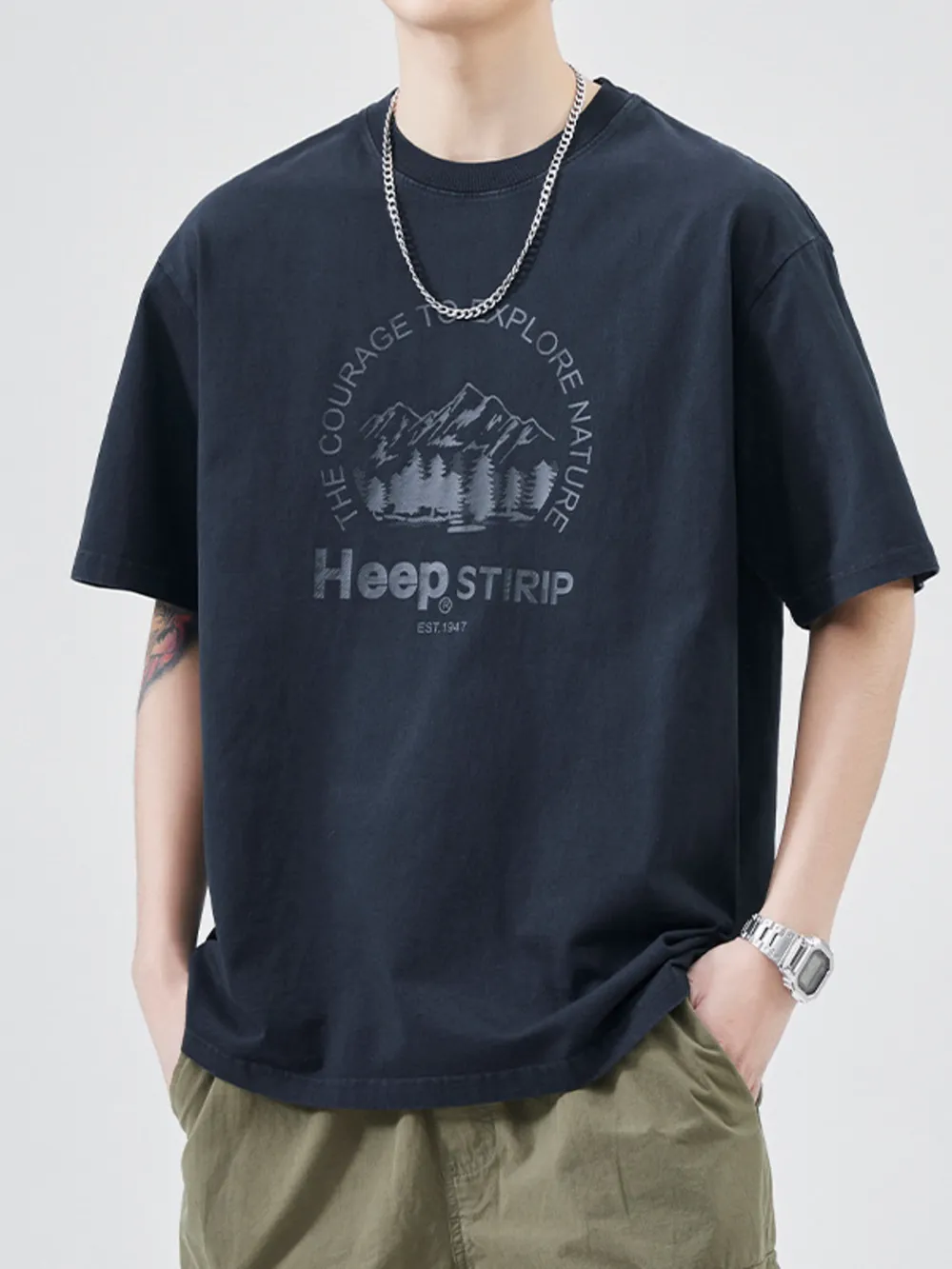 Men's Plus Size Round Neck Half Sleeve T-Shirt, image 6