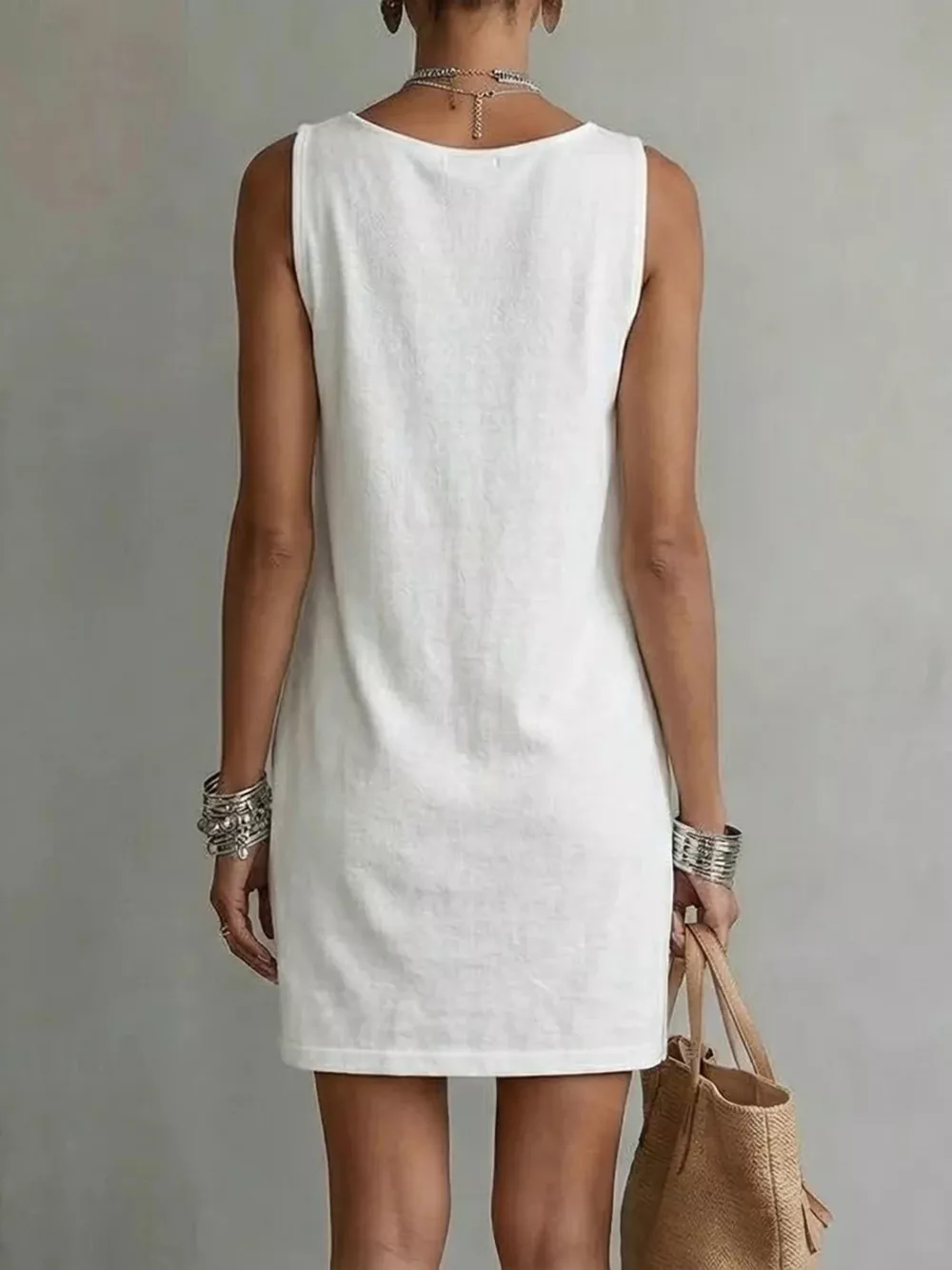 Full Size Sleeveless Cowl Neck Mini Dress Plus Size, image 3