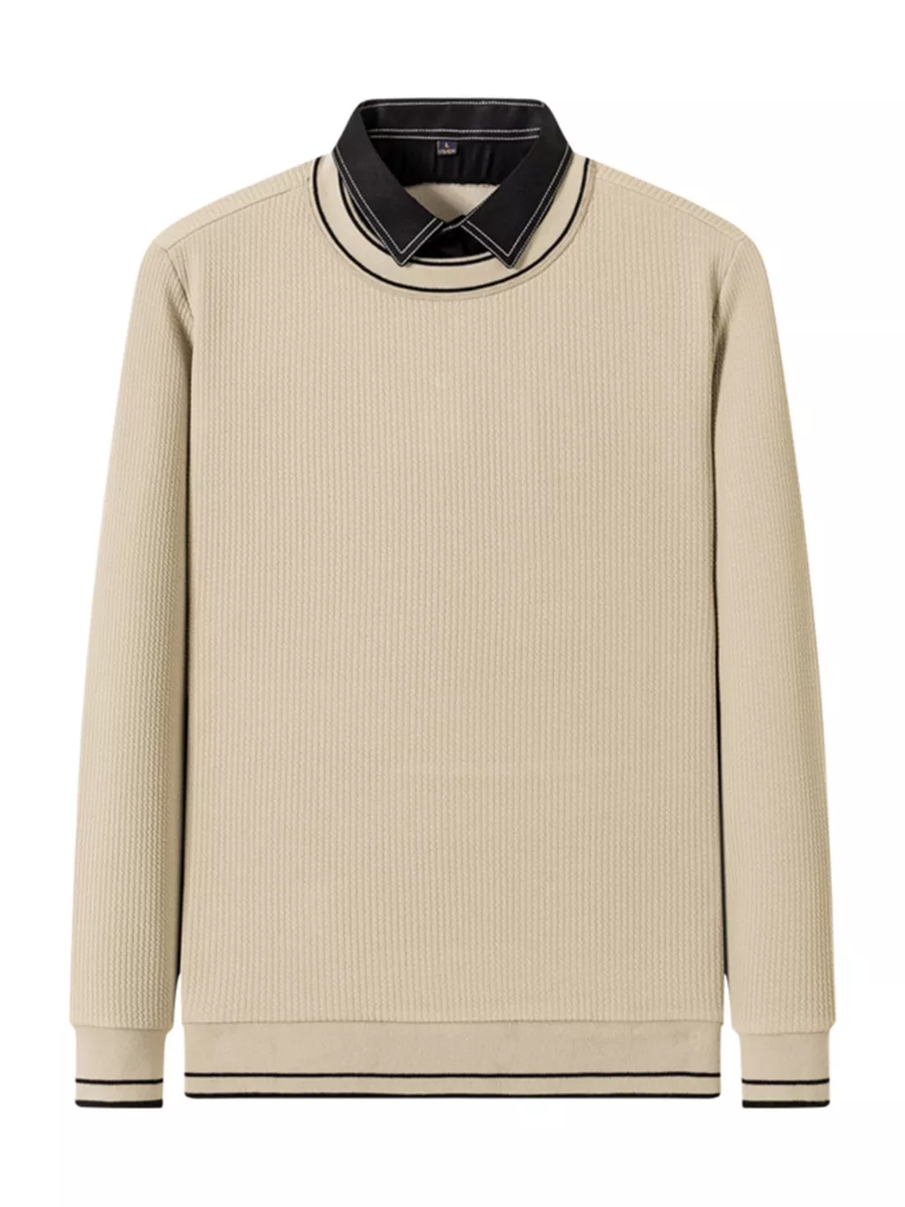 Men's Plus Size Collared Neck Ribbed Sweater