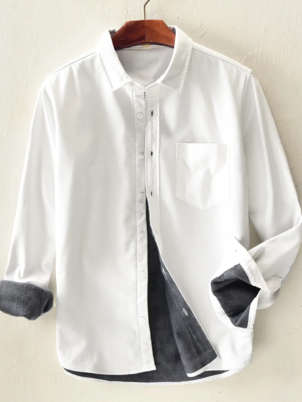 Men's Plus Size Casual Fleece Lined Button Up Shirt, image 3