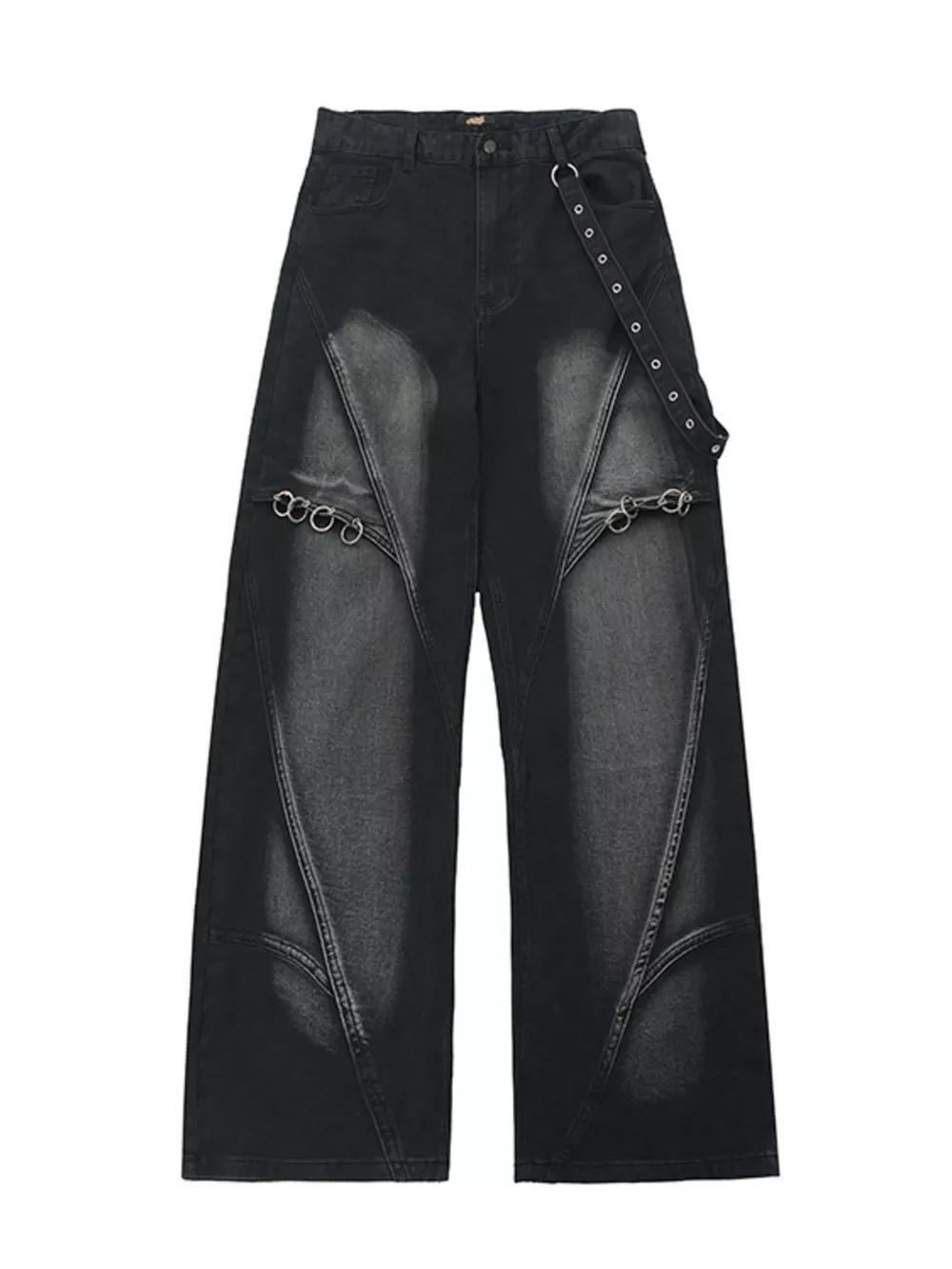 Men's Full Size Wide-Leg Denim Jeans with Metal Ring Plus Size, image 4