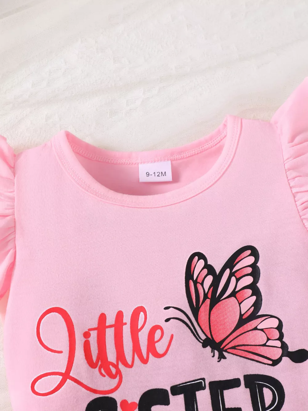 Children's Ruffled Butterfly T-Shirt and Shorts Set with Headband, image 3