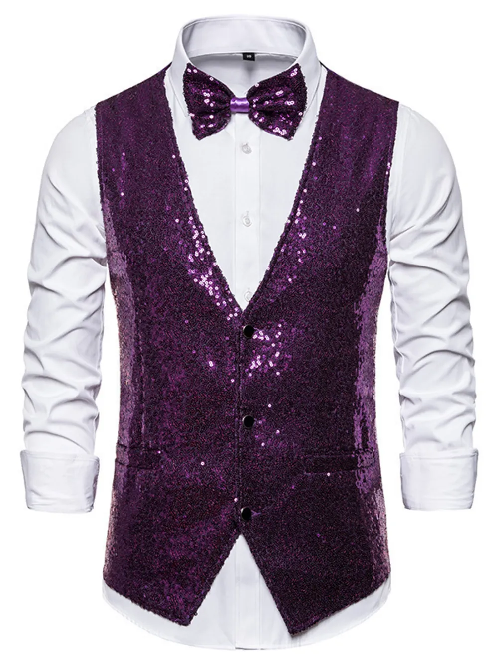 Men's Sequin Slim Fit Vest, image 11