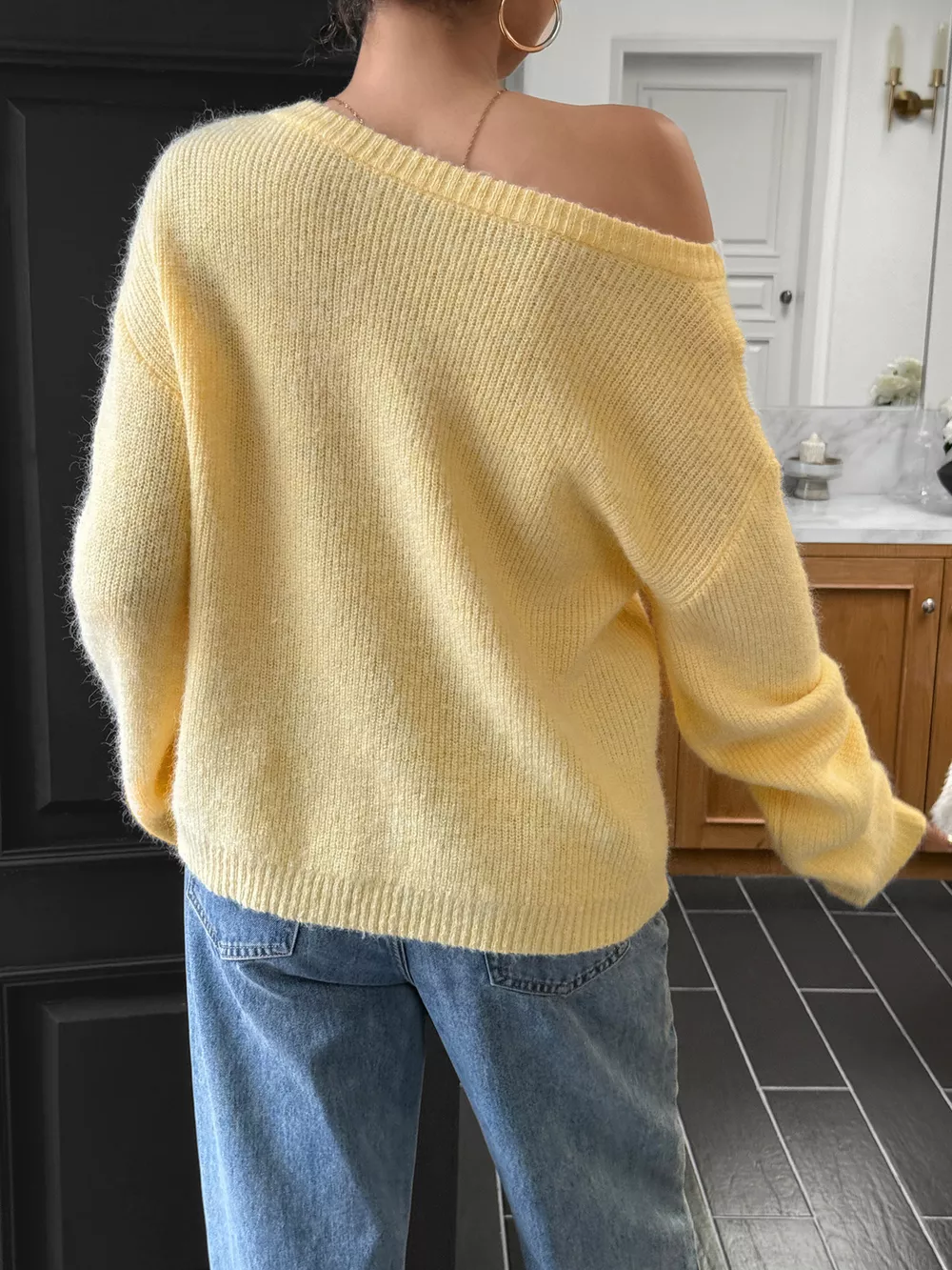 One Shoulder Ribbed Knit Sweater, image 11