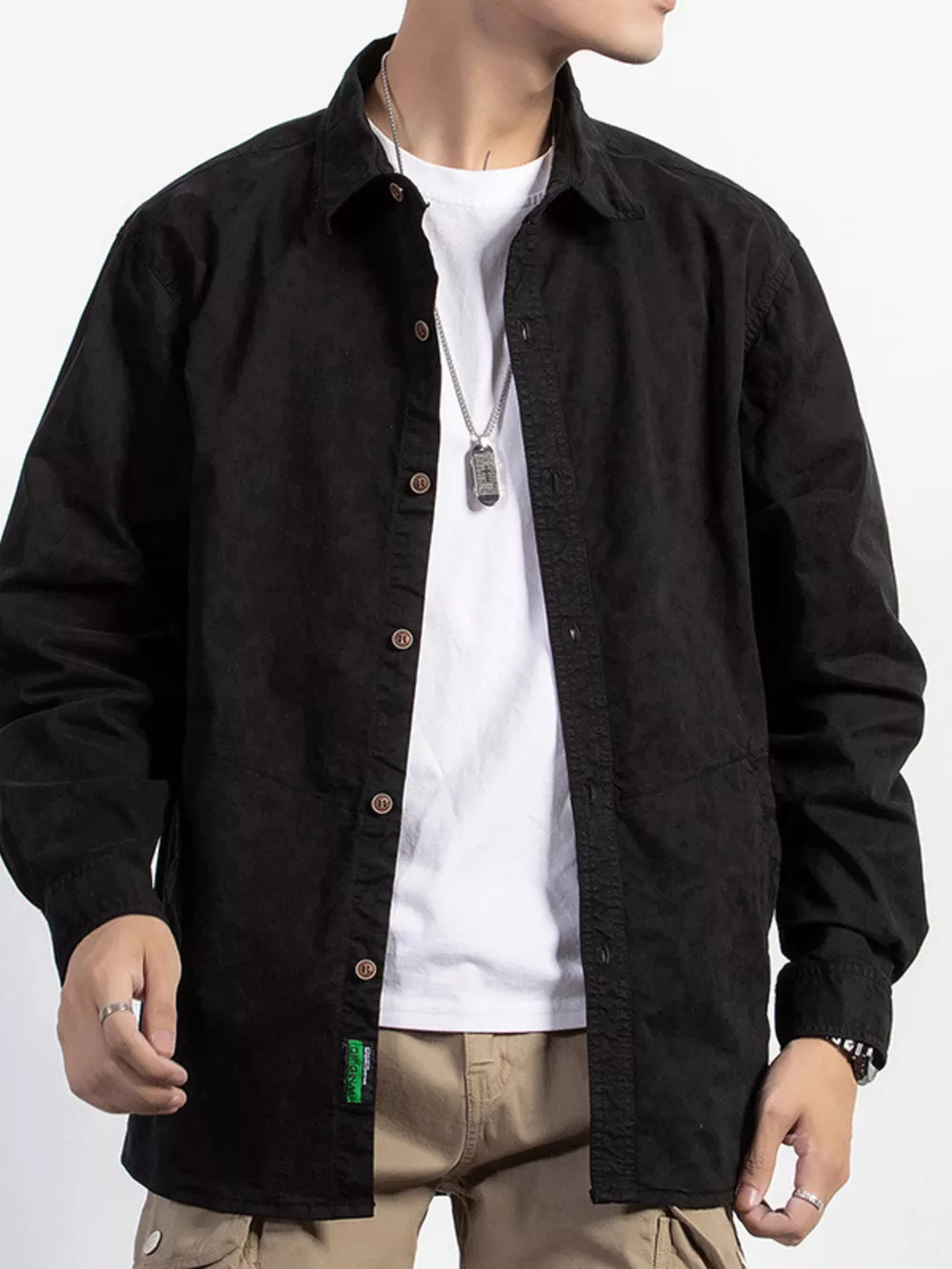 Men's Plus Size Button Up Long Sleeve Shirt, image 3