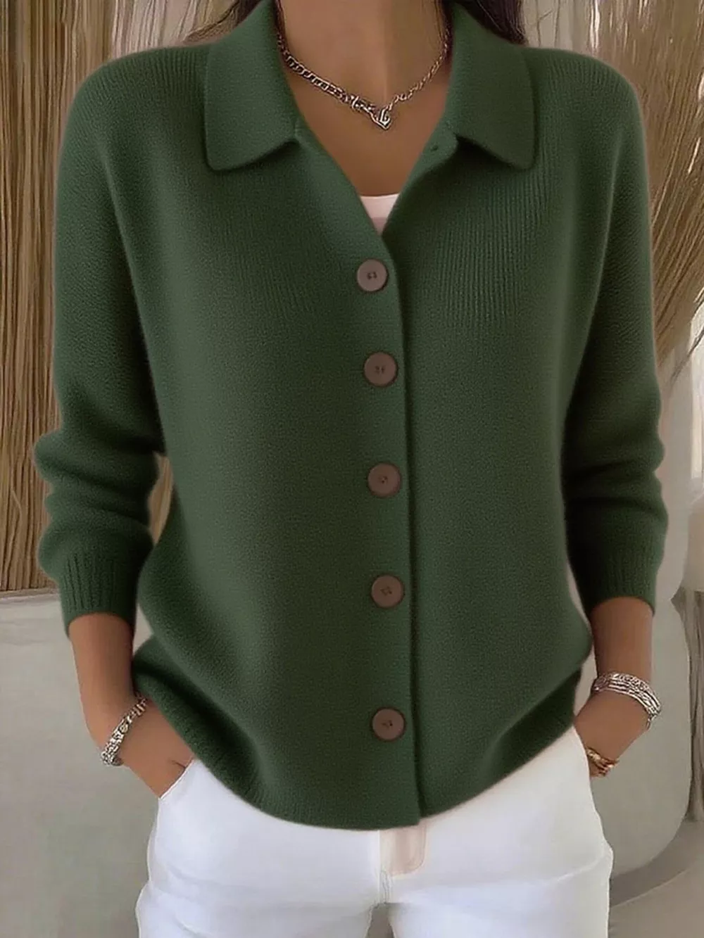 Full Size Button-Down Knit Cardigan Plus Size, image 21