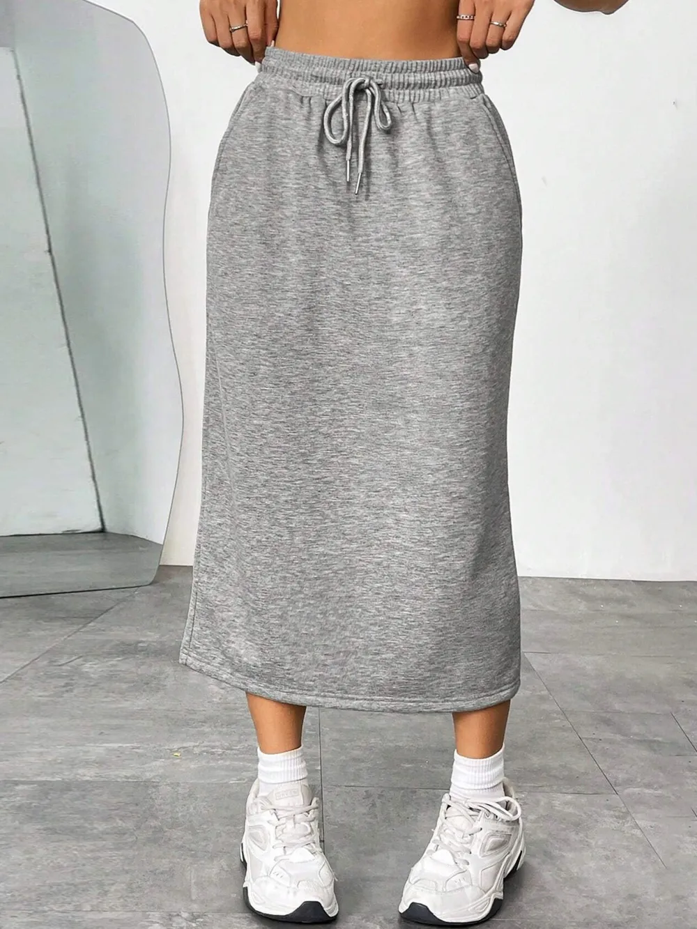 Slit Drawstring Midi Skirt, image 11