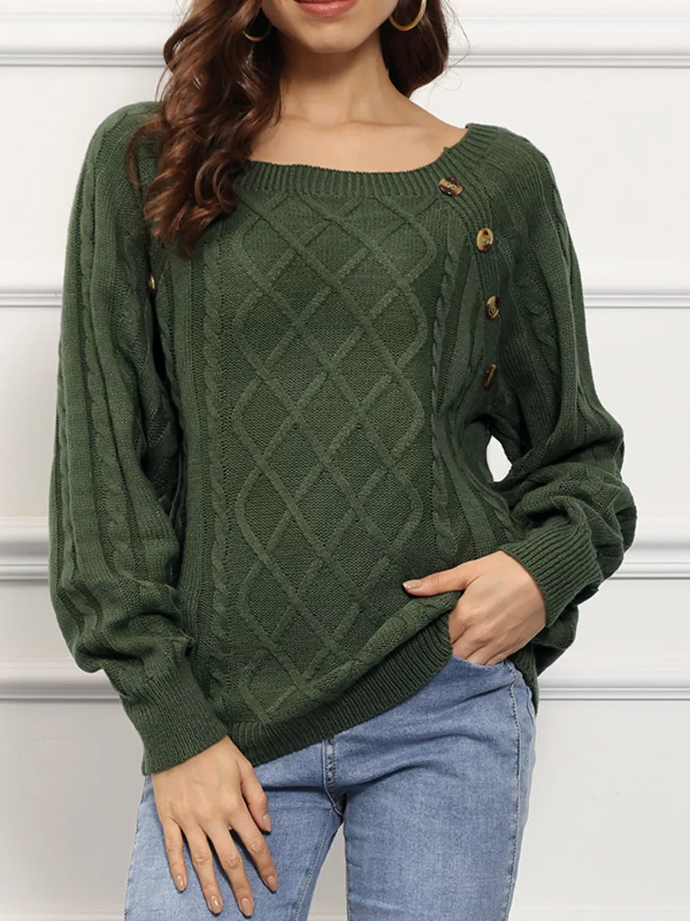 Cable Knit Boat Neck Sweater, image 4