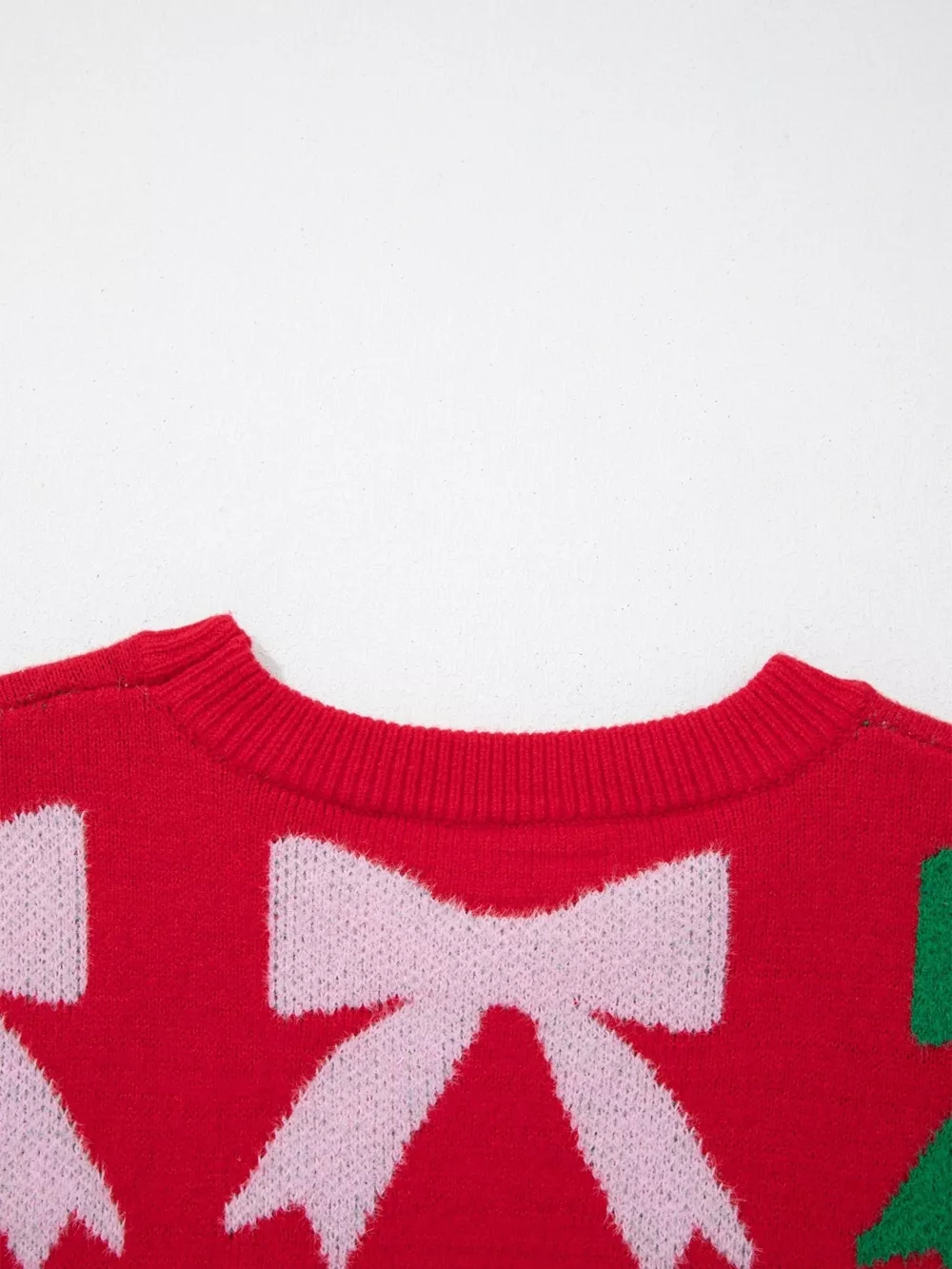 Bow Pearl Embellished Christmas Holiday Sweater, image 10