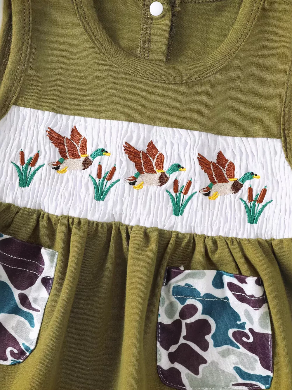 Children's Embroidered Top and Camo Bottom Set, image 3