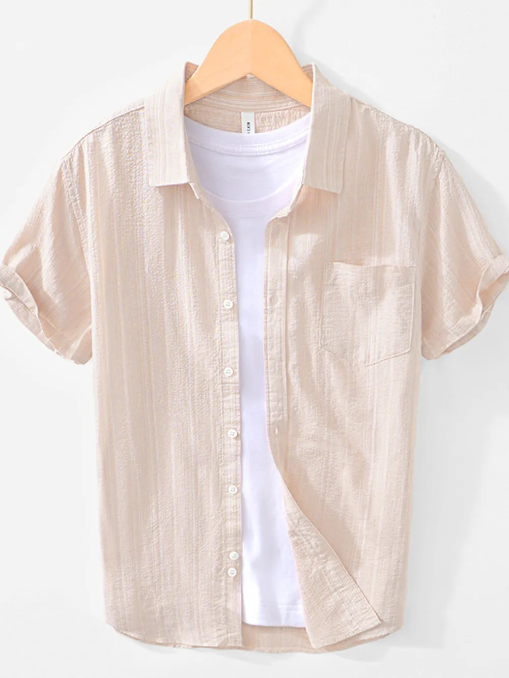 Men's Striped Collared Neck Short Sleeve Shirt, image 4