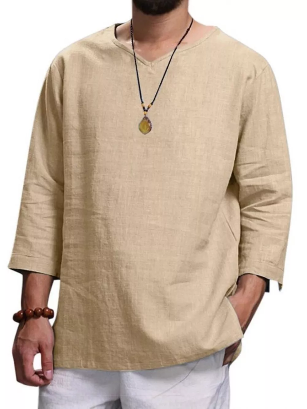 Men's Plus Size Casual Comfortable Fit 3/4 Sleeve Blouse, image 3