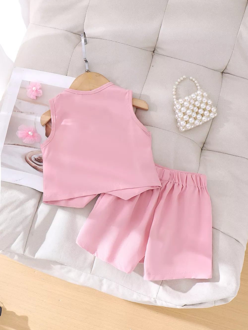 Children's Bow Button Up Vest and Skirt Set, image 6