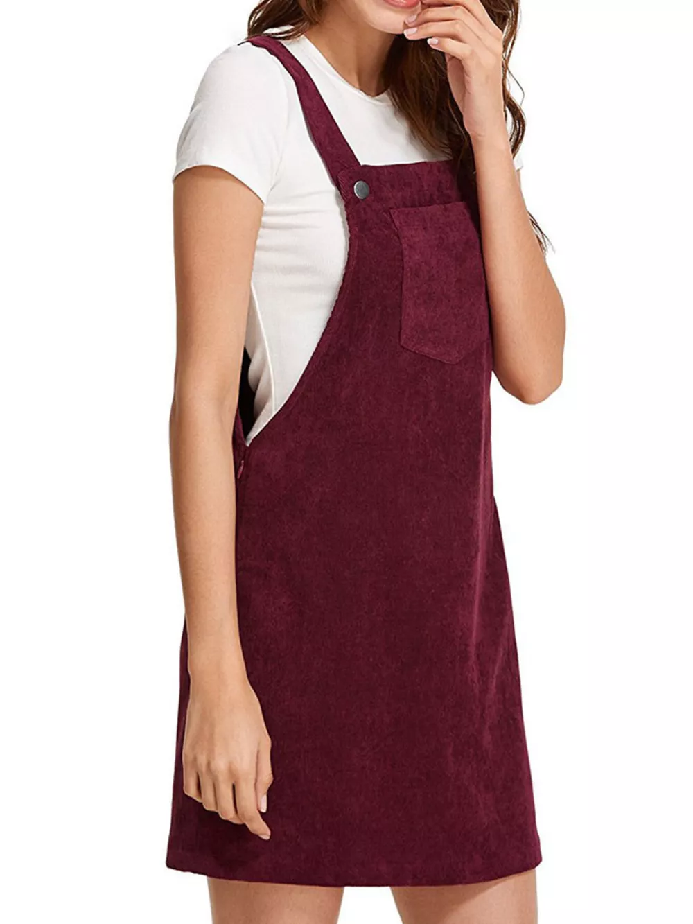 Corduroy Wide Strap Overall Dress, image 15