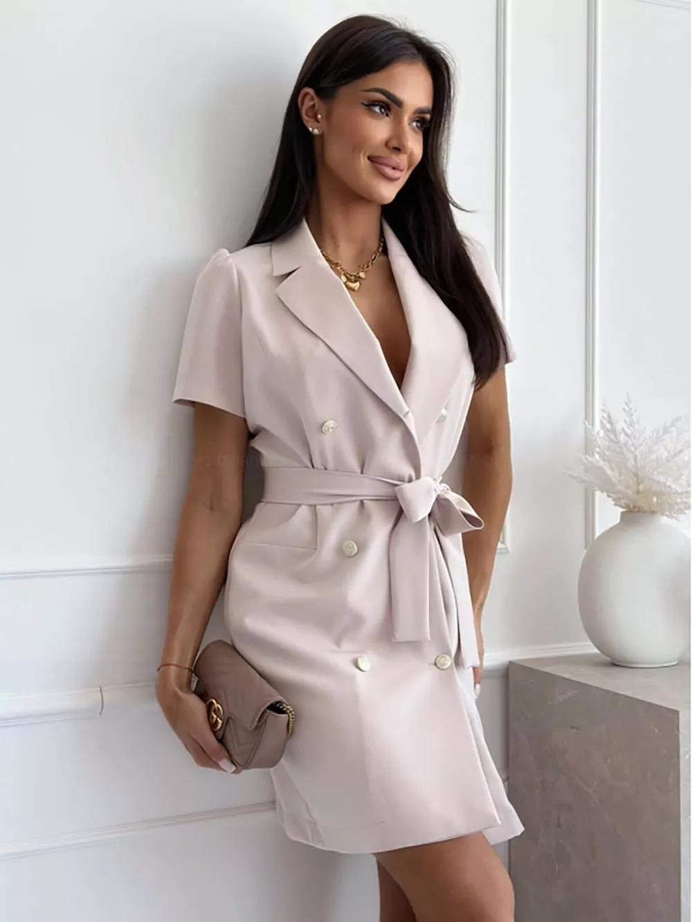Double-breasted Blazer Dress with Belt, image 5