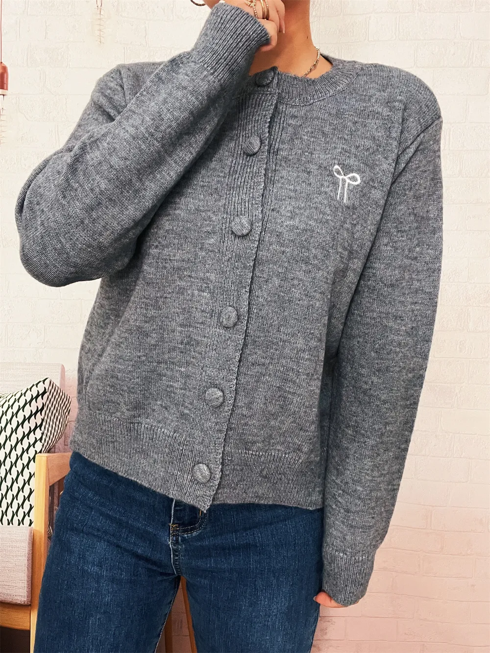 Button-Up Long Sleeve Cardigan, image 15