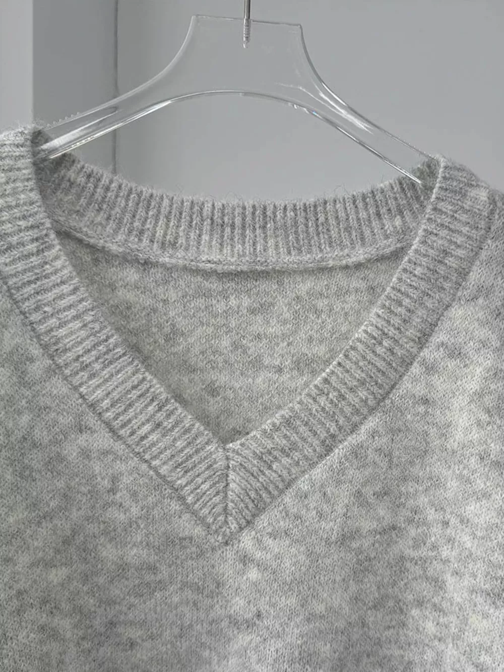 Oversized V-Neck Dropped Shoulder Sweater with Scarf, image 4